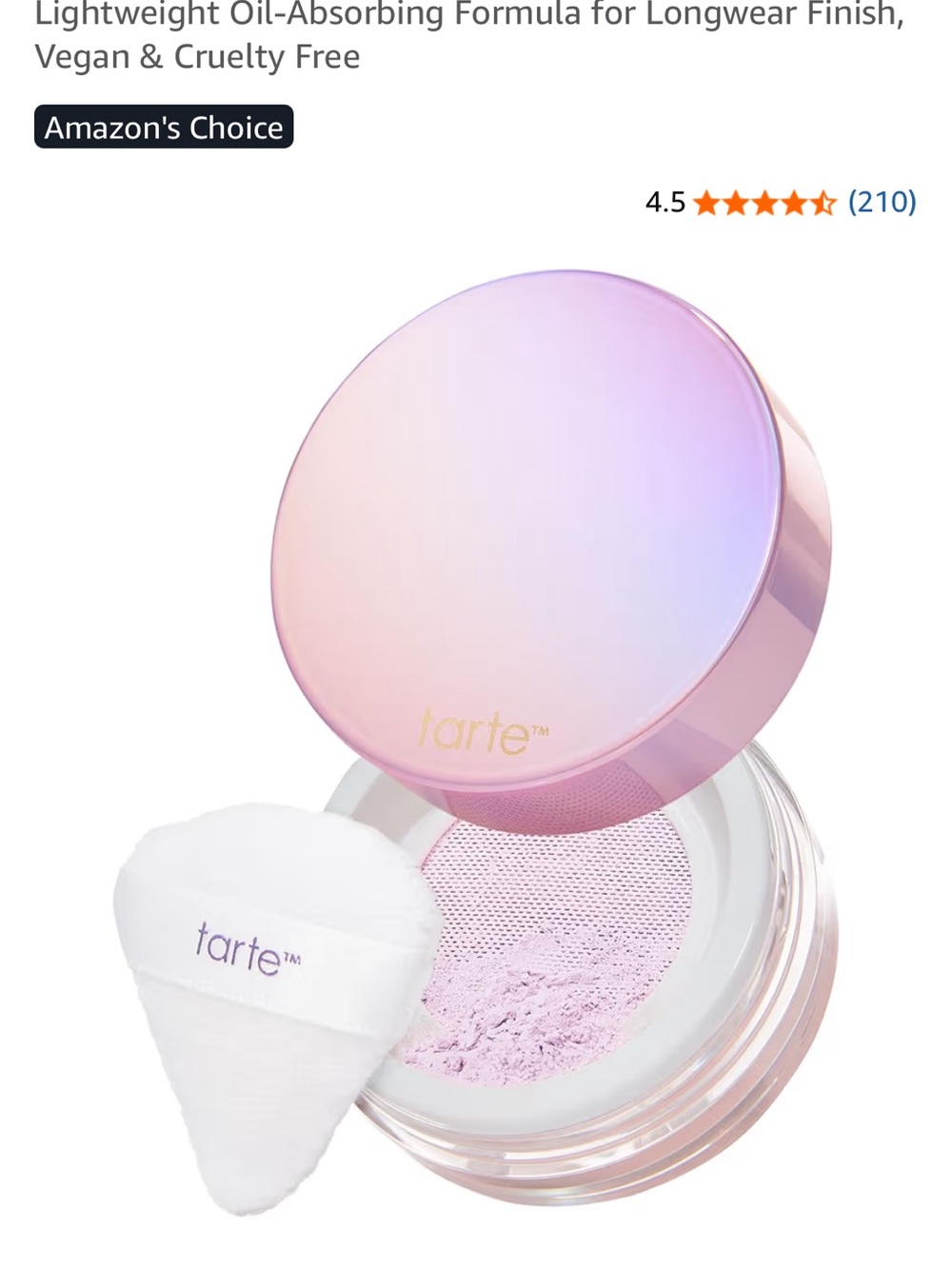 tarte Iridescent Pink Gradient Loose Setting Powder with Puff